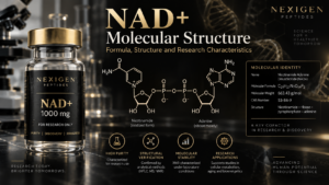 NAD+ molecular structure featured image showing scientific identity and research characteristics with Nexigen branding