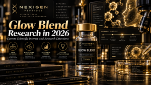 Glow Blend research in 2026 featured image showing scientific directions and peptide research theme