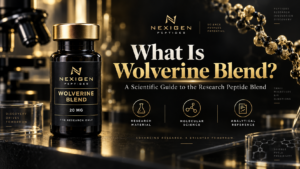 Featured image for What Is Wolverine Blend? showing Nexigen Wolverine Blend vial with research-themed scientific background